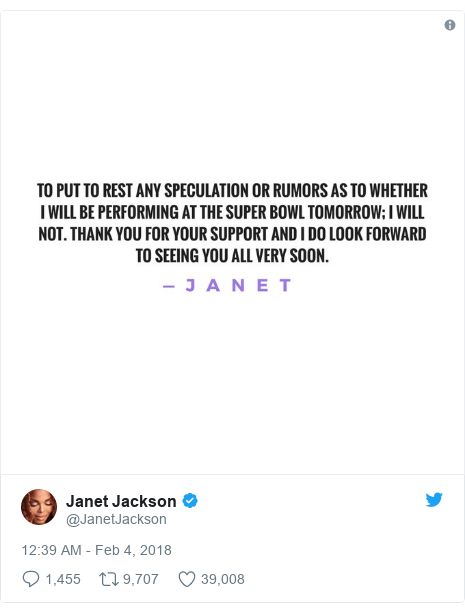 Twitter post by @JanetJackson: 