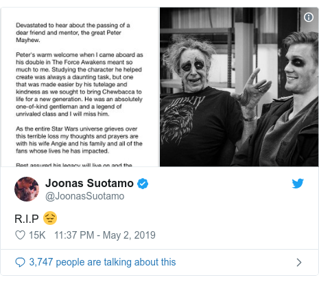 Twitter post by @JoonasSuotamo: R.I.P 😔 