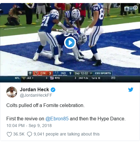 twitter post by jordanheckff colts pulled off a fornite celebration first the revive - nfl fortnite dances