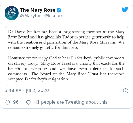 Twitter post by @MaryRoseMuseum: 