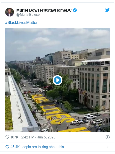 Twitter post by @MurielBowser: #BlackLivesMatter 