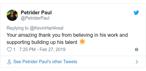 Twitter post by @PetriderPaul: Your amazing thank you from believing in his work and supporting building up his talent ?