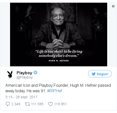 Publicación de Twitter por @Playboy