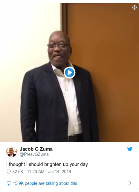 Twitter post by @PresJGZuma: I thought I should brighten up your day 