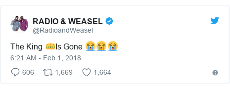Twitter post by @RadioandWeasel: The King 👑Is Gone 😭😭😭
