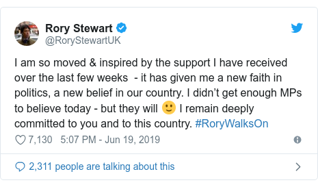 Tory Leadership Contest Rory Stewart Knocked Out Bbc News - 