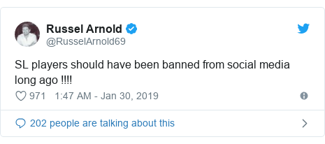 Twitter à·à· @RusselArnold69 à¶à· à¶´à·à¶à·à¶»à·à¶¸: SL players should have been banned from social media long ago !!!!