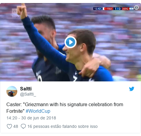 Fortnite A Febre Mundial Dos Games Que Tem Nova Versao Lancada - twitter post de saltti caster griezmann with his signature celebration from fortnite