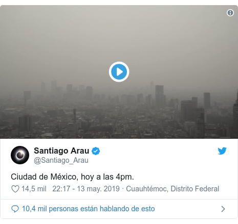 Publicaci&oacute;n de Twitter por @Santiago_Arau: Ciudad de M&eacute;xico, hoy a las 4pm. 