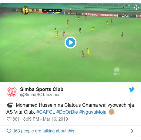 Ujumbe wa Twitter wa @SimbaSCTanzania: ðŸ“¹  Mohamed Hussein na Clatous Chama walivyowachinja AS Vita Club. #CAFCL #DoOrDie #NguvuMoja âœŠðŸ½ 