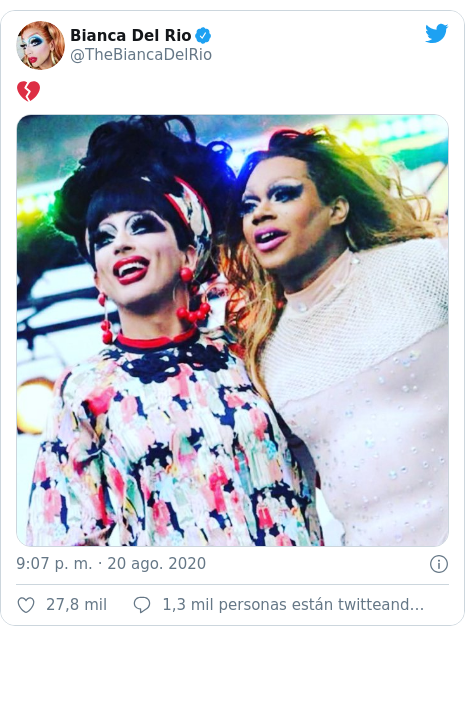 Publicación de Twitter por @TheBiancaDelRio: -- 