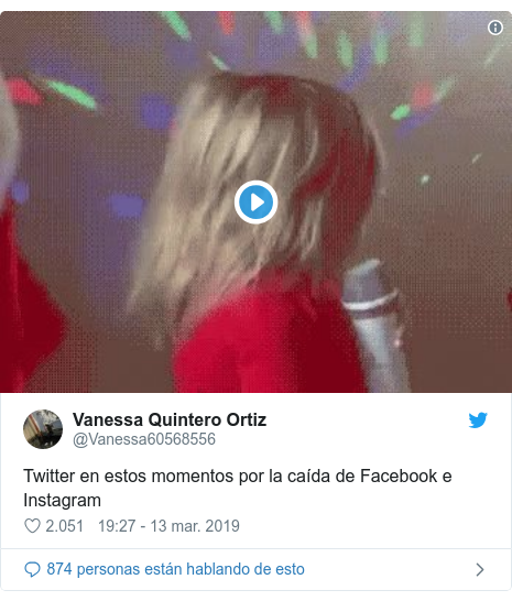 PublicaciÃ³n de Twitter por @Vanessa60568556: Twitter en estos momentos por la caÃ­da de Facebook e Instagram 