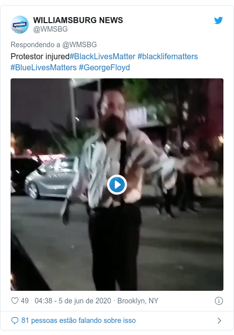 Twitter post de @WMSBG: Protestor injured#BlackLivesMatter #blacklifematters #BlueLivesMatters #GeorgeFloyd 