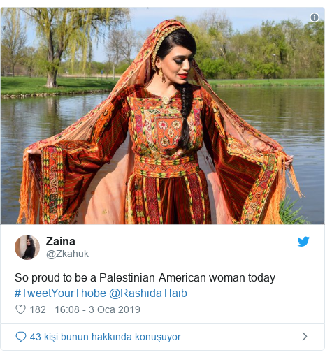 @Zkahuk tarafından yapılan Twitter paylaşımı: So proud to be a Palestinian-American woman today #TweetYourThobe @RashidaTlaib 