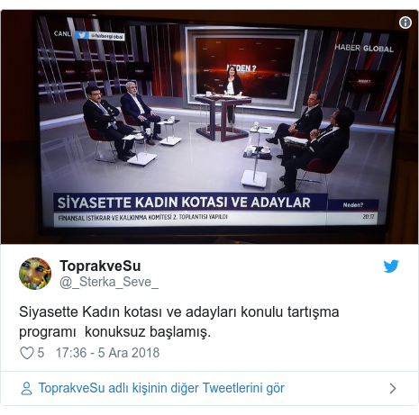 @_Sterka_Seve_ tarafından yapılan Twitter paylaşımı: Siyasette Kadın kotası ve adayları konulu tartışma programı  konuksuz başlamış. 
