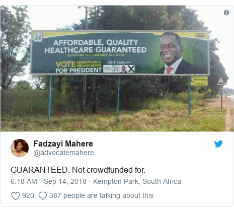 Twitter post by @advocatemahere: GUARANTEED. Not crowdfunded for. 