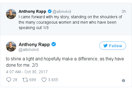 Twitter post by @albinokid: to shine a light and hopefully make a difference, as they have done for me.  2/3