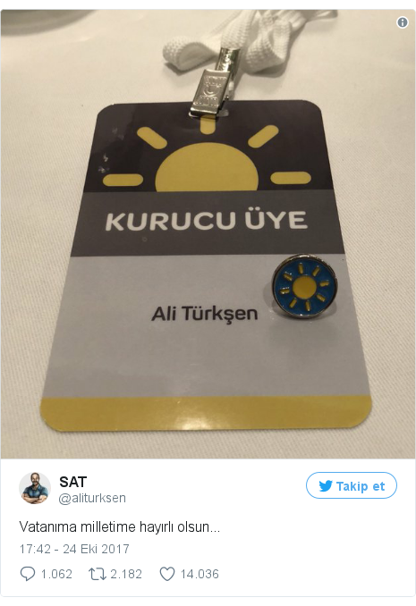 @aliturksen tarafından yapılan Twitter paylaşımı: Vatanıma milletime hayırlı olsun... 