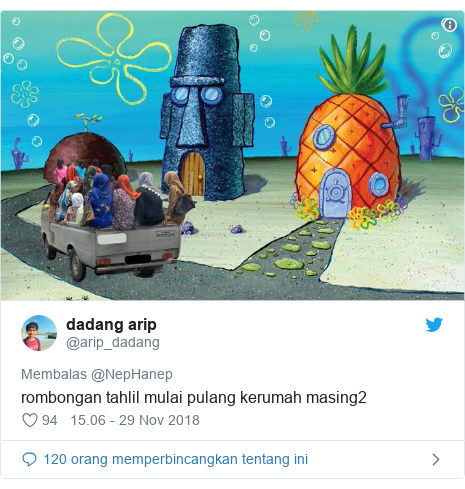 Twitter pesan oleh @arip_dadang: rombongan tahlil mulai pulang kerumah masing2 