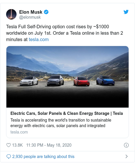 Tesla Raises Cost Of Self Driving Cars Myjoyonline Com