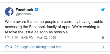 twitter post by facebook we re aware that some people are currently having - how many people use instagram following apps