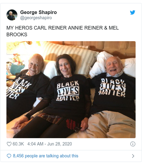 Twitter post by @georgeshapiro: MY HEROS CARL REINER ANNIE REINER & MEL BROOKS 