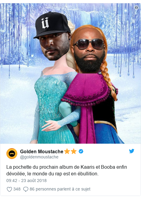 Twitter publication par @goldenmoustache: La pochette du prochain album de Kaaris et Booba enfin dÃ©voilÃ©e, le monde du rap est en Ã©bullition. 