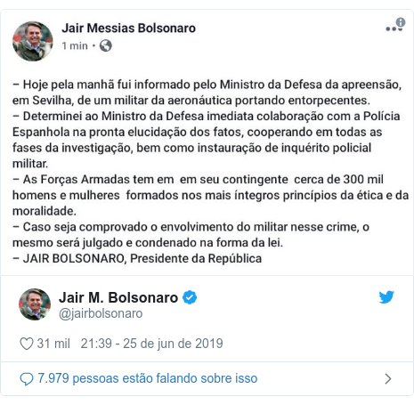 Twitter post de @jairbolsonaro: 