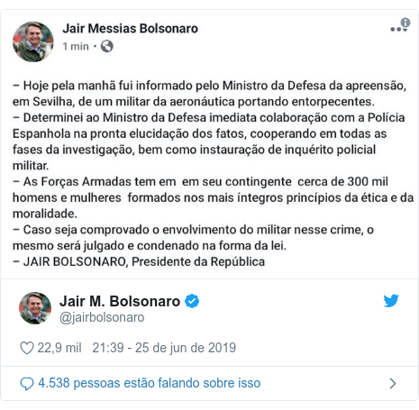 Twitter post de @jairbolsonaro: 