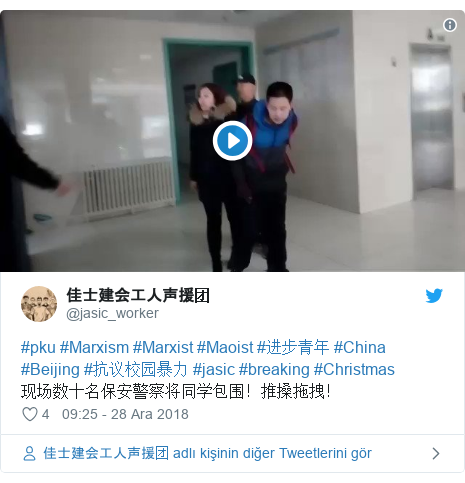 @jasic_worker tarafından yapılan Twitter paylaşımı: #pku #Marxism #Marxist #Maoist #进步青年 #China #Beijing #抗议校园暴力 #jasic #breaking #Christmas 现场数十名保安警察将同学包围！推搡拖拽！ 