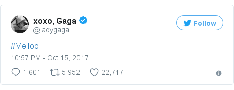 Twitter post by @ladygaga: #MeToo