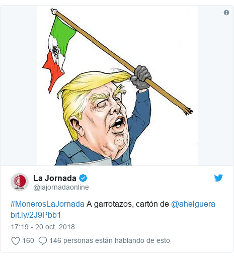 Publicación de Twitter por @lajornadaonline: #MonerosLaJornada A garrotazos, cartón de @ahelguera  