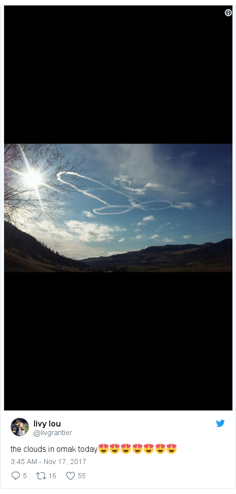 Twitter post by @livgrantier: the clouds in omak today??????? 