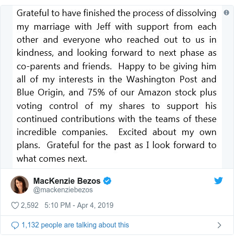 Twitter post by @mackenziebezos: 