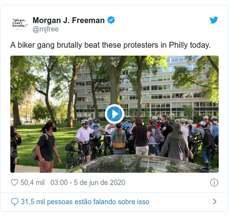 Twitter post de @mjfree: A biker gang brutally beat these protesters in Philly today. 