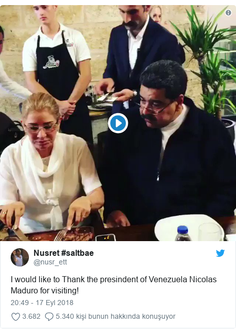 @nusr_ett tarafından yapılan Twitter paylaşımı: I would like to Thank the presindent of Venezuela Nicolas Maduro for visiting! 
