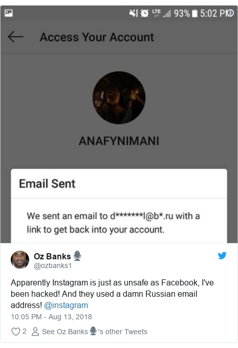 twitter post by ozbanks1 appar!   ently instagram is just as unsafe as facebook i - how to hack back into your instagram account 2018