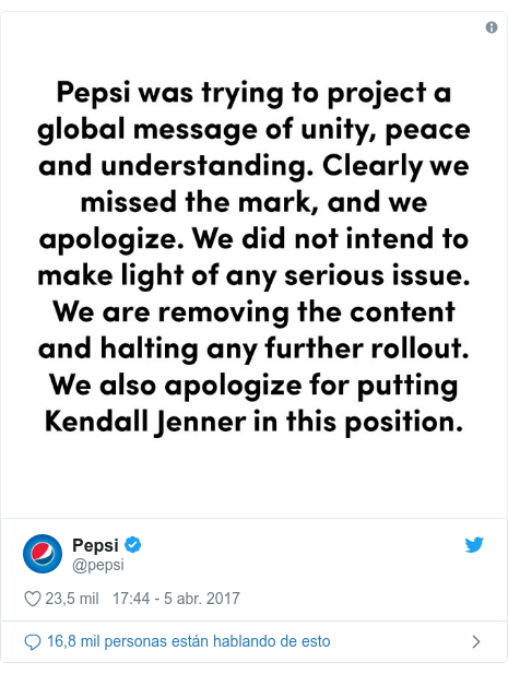 Publicación de Twitter por @pepsi: 