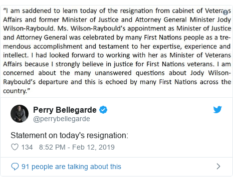 Twitter post by @perrybellegarde: Statement on today's resignation  