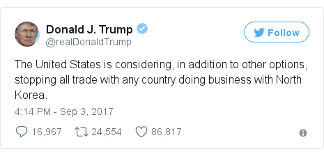 Twitter post by @realDonaldTrump