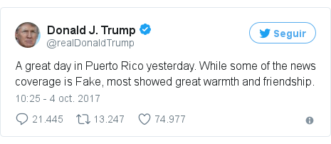 Publicación de Twitter por @realDonaldTrump