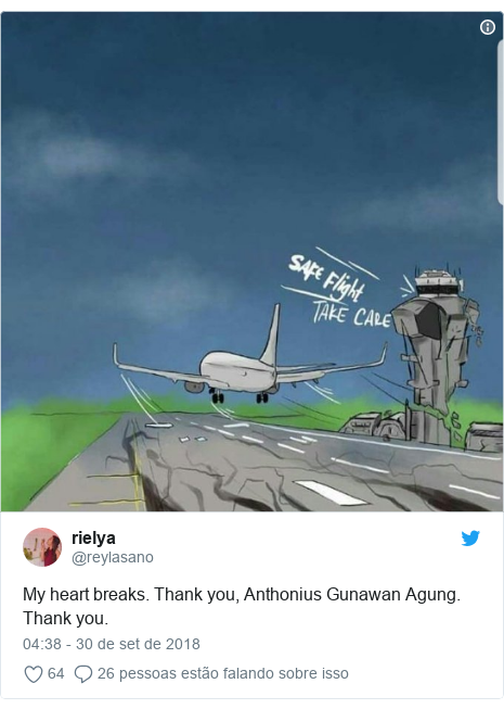 Twitter post de @reylasano: My heart breaks. Thank you, Anthonius Gunawan Agung. Thank you. 