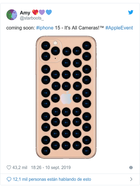 Publicación de Twitter por @starboots_: coming soon #iphone 15 - It's All Cameras!™ #AppleEvent 