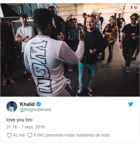 Publicación de Twitter por @thegreatkhalid: love you bro 