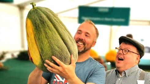 Kevin Fortey with a giant melon