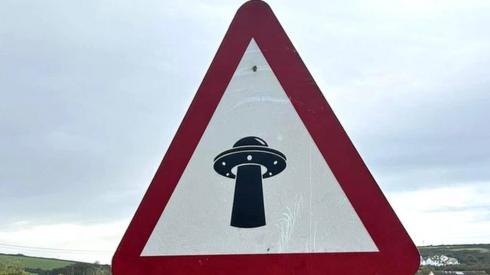 A UFO road sign has been spotted in Broad Haven