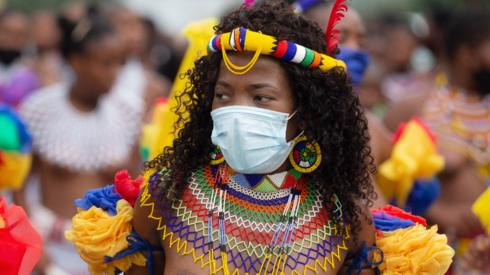 A Zulu woman dressed in traditional beaded outfits in Nongoma, South Africa - 17 March 2021