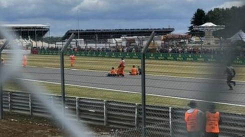 Protesters at the British Grand Prix on Sunday
