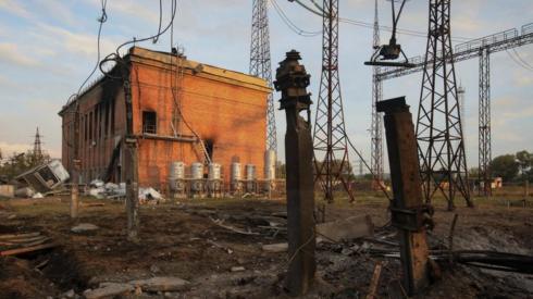 A power substation heavily damaged by a Russian missile strike in Kharkiv