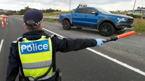 A police officer pulls over a car in Melbourne